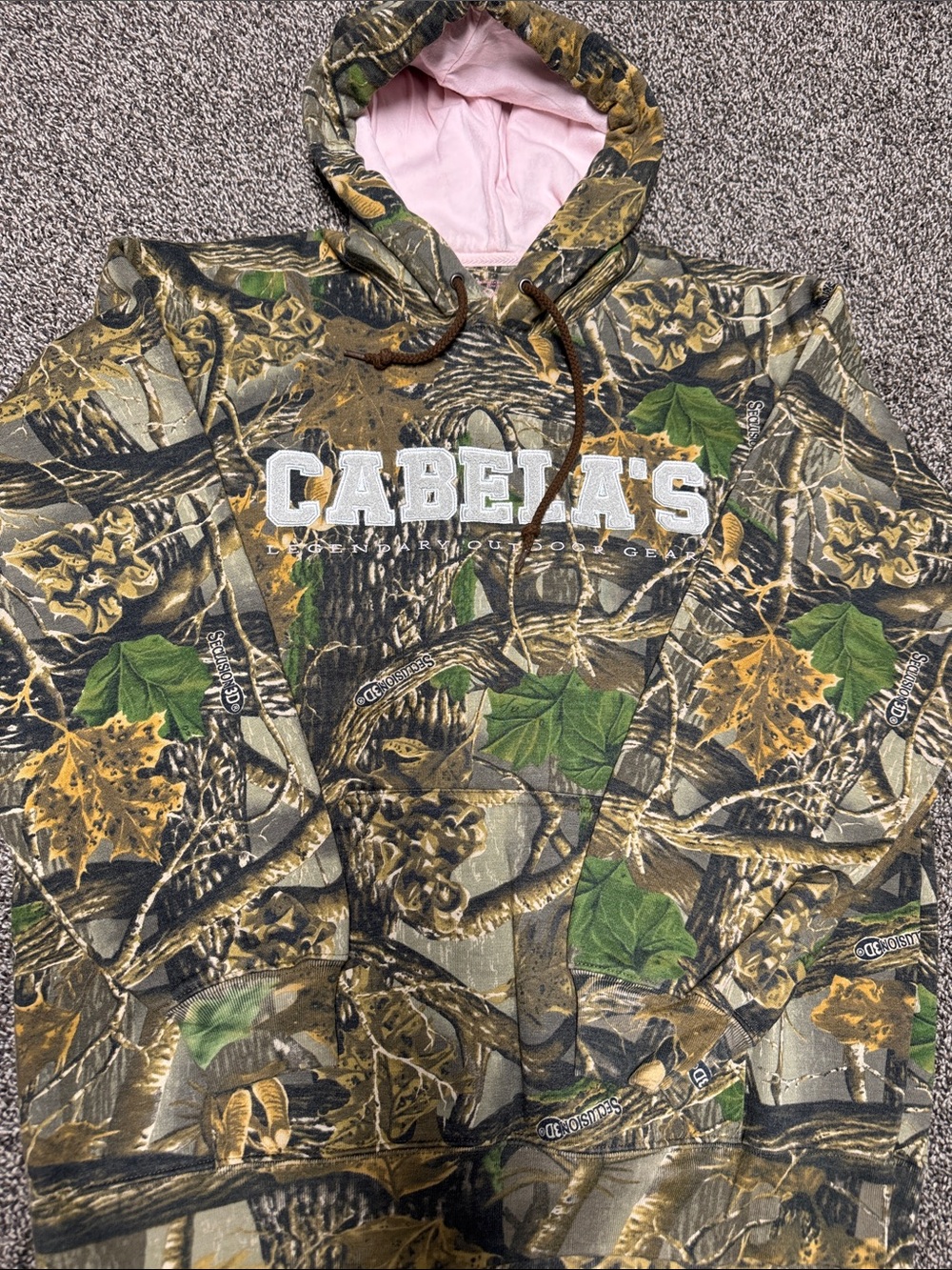 Cabela's Realtree Camo Hoodie with Pink Hood Lining